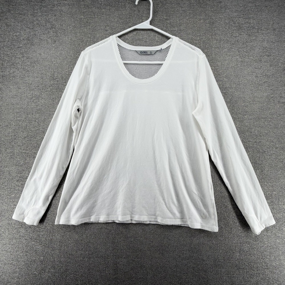 Tasc Performance Mesh T Shirt Women Size Medium White Long Sleeve Organic Cotton